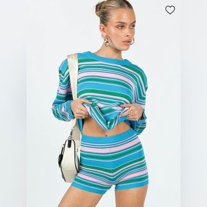 Princess Polly TALLOW KNIT STRIPE SHORTS MULTI